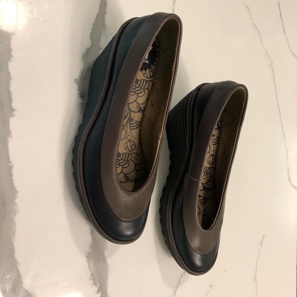 Fly London Black/Brown Platform Wedge Shoes Size 37 (6.5-7)